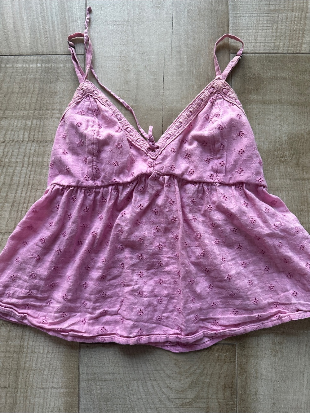 Hollister Pink Eyelet Babydoll Tank Top